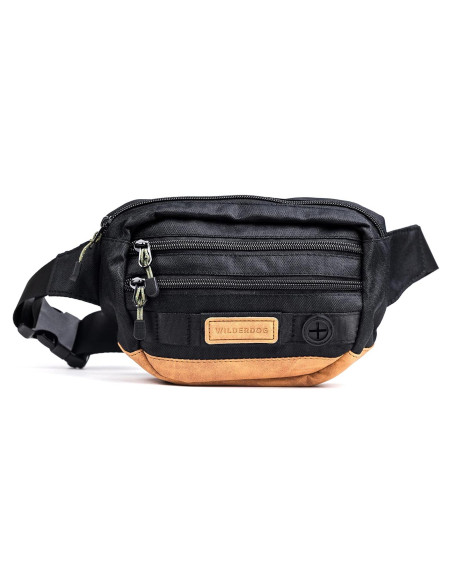 Riñonera Wilderdog Utility Negra con 3 Bolsillos y Dispensador