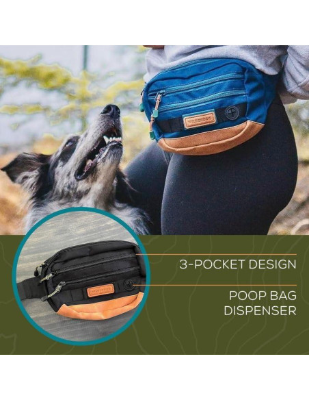 Riñonera Wilderdog Utility Negra con 3 Bolsillos y Dispensador