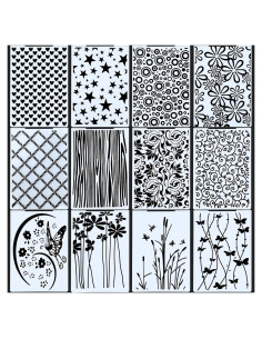 12 Plantillas de Embossing Chengu para Manualidades 29.5x10.5cm