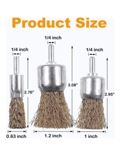 Juego de 15 Cepillos de Alambre Rocaris para Taladro 1/4" 2