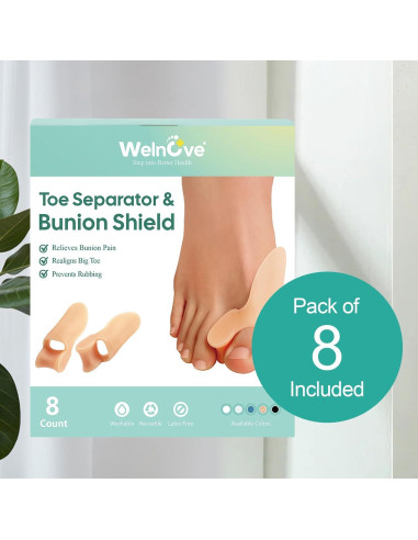 Almohadillas Correctoras para Juanetes Welnove - 8 Piezas Gel