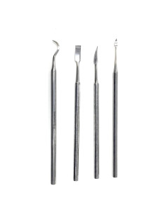 Juego de 4 Espátulas de Acero Inoxidable Cynamed - Herramientas Médicas