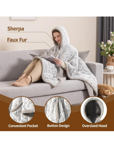 Manta Térmica Eléctrica Bearhug 152x127 cm, 6 Niveles de Calor