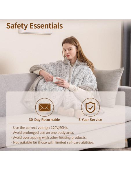 Manta Térmica Eléctrica Bearhug 152x127 cm, 6 Niveles de Calor