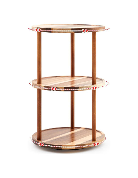 Organizador Giratorio de Madera Acacia 3 Niveles 22.86x22.86x45 cm