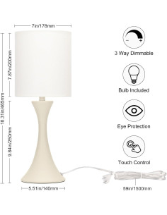 Lámpara de Mesa Seaside Village Táctil 3 Niveles Beige 2