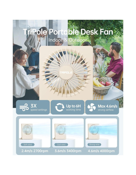 Ventilador de Escritorio TriPole KW59 Beige Recargable 30 cm Ventilador de Escritorio TriPole KW59 Beige Recargable 30 cm