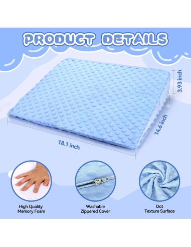 Cojín en Cuña BlissfulAbode Azul para Niños - Espuma Viscoelástica