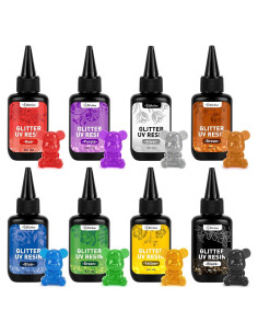 Kit de Resina UV Colorida JDiction 240ml, 8 Colores Brillantes