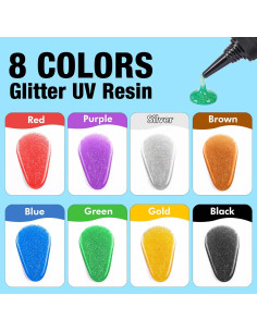 Kit de Resina UV Colorida JDiction 240ml, 8 Colores Brillantes 2