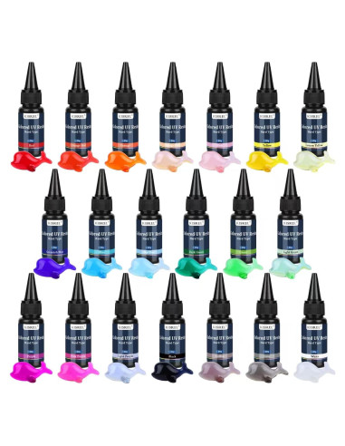 KISREL Kit de Resina UV Colorida 400g - 20 Colores para Manualidades