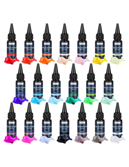KISREL Kit de Resina UV Colorida 400g - 20 Colores para Manualidades