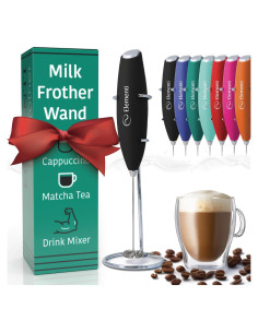 Espumador de Leche de Mano Elementi Negro - Batidor Acero Inoxidable