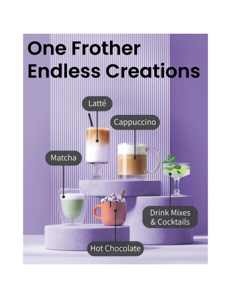 Espumador de Leche de Mano Elementi Negro - Batidor Acero Inoxidable