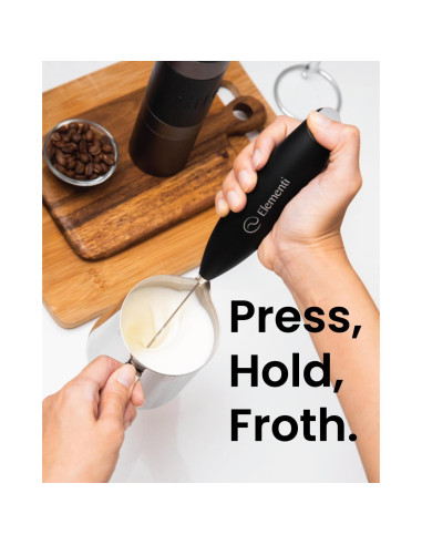 Espumador de Leche de Mano Elementi Negro - Batidor Acero Inoxidable