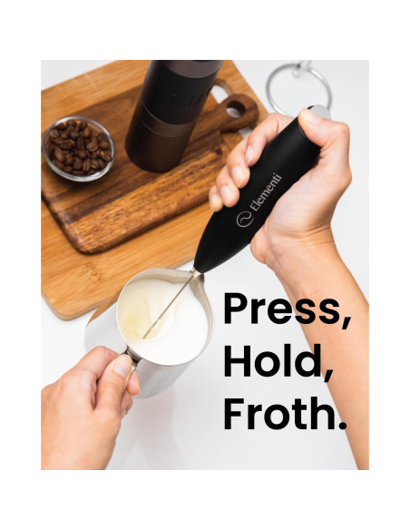 Espumador de Leche de Mano Elementi Negro - Batidor Acero Inoxidable