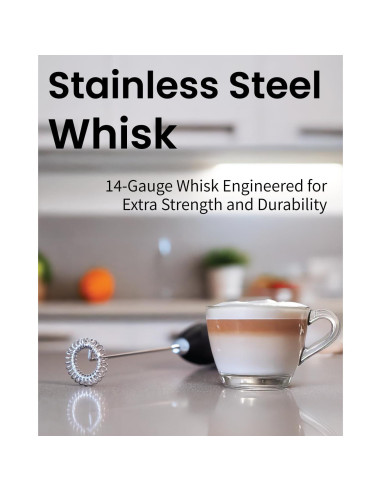 Espumador de Leche de Mano Elementi Negro - Batidor Acero Inoxidable