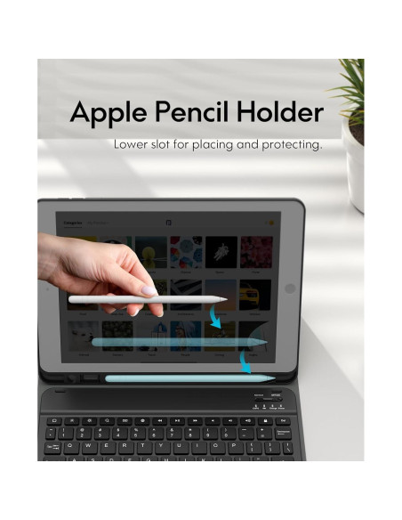 Funda de teclado CHESONA para iPad 10.2" 9 Gen 2021 - Negro