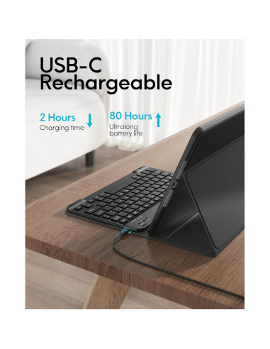 Funda de teclado CHESONA para iPad 10.2" 9 Gen 2021 - Negro