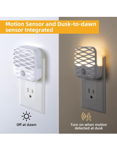Dawnrise 3 Luces Nocturnas Enchufables con Sensor de Movimiento 3000K 2