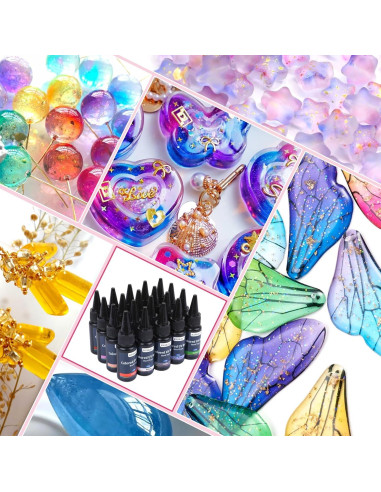 KISREL Kit de Resina UV Colorida 400g - 20 Colores para Manualidades