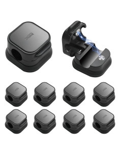 10 Clips Magnéticos para Cables XIOQINE - Organizador Negro