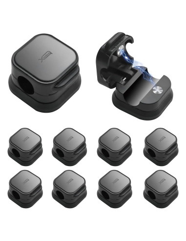 10 Clips Magnéticos para Cables XIOQINE - Organizador Negro