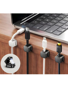 10 Clips Magnéticos para Cables XIOQINE - Organizador Negro 2