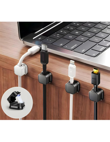 10 Clips Magnéticos para Cables XIOQINE - Organizador Negro