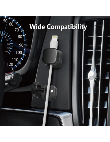 10 Clips Magnéticos para Cables XIOQINE - Organizador Negro