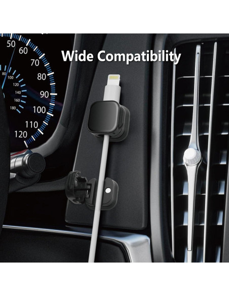 10 Clips Magnéticos para Cables XIOQINE - Organizador Negro