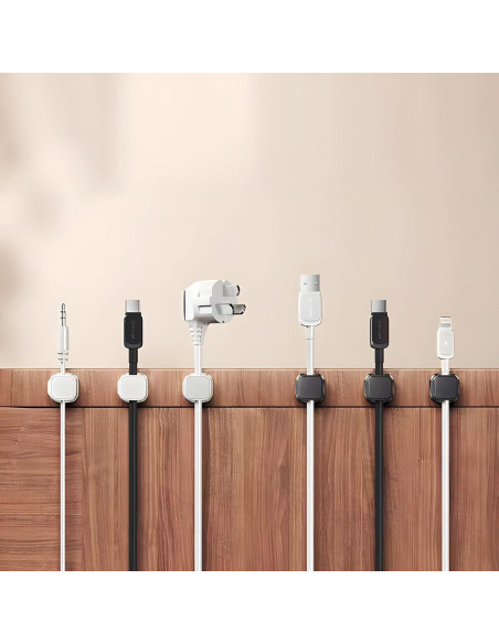 10 Clips Magnéticos para Cables XIOQINE - Organizador Negro