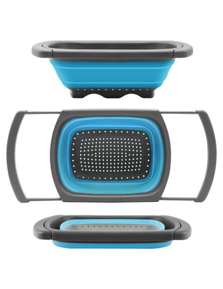Colador Plegable QiMH 5.68L Silicona Antideslizante Azul