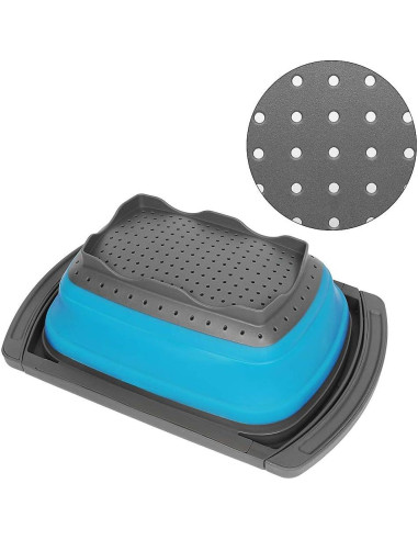 Colador Plegable QiMH 5.68L Silicona Antideslizante Azul