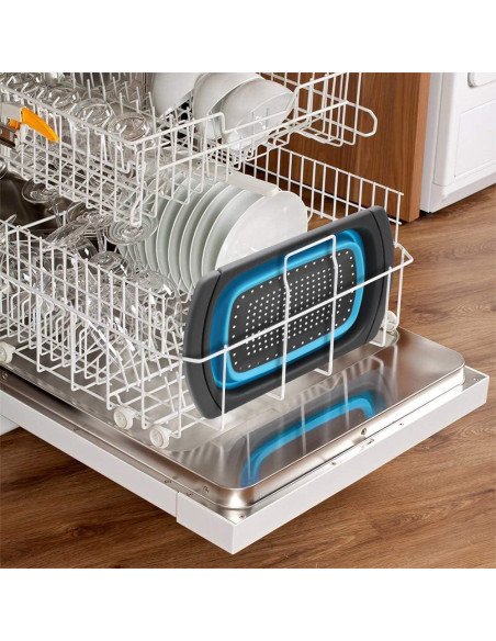 Colador Plegable QiMH 5.68L Silicona Antideslizante Azul