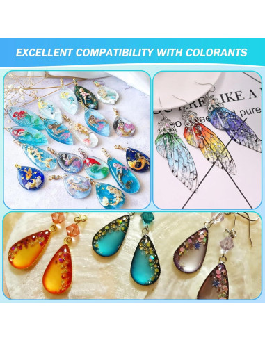 KISREL Resina UV 500g Kit Duro Cristal Claro para Joyería