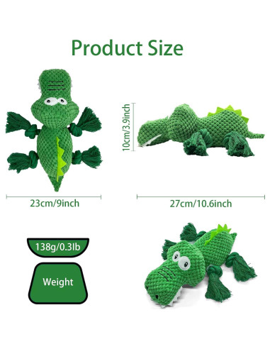 Juguete de Peluche para Perros AIMETING Cocodrilo 26.9x22.9cm