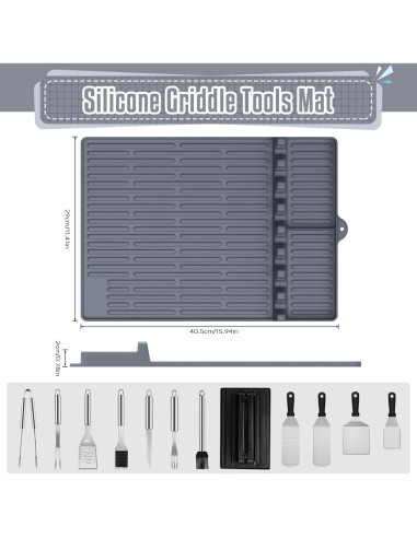 Alfombrilla de Silicona para Parrilla Comboproof 40.6x29.2cm Gris