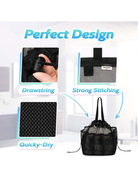 Caddy de Ducha Portátil Famichan Negro 27.22 kg 8 Bolsillos