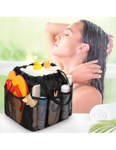 Caddy de Ducha Portátil Famichan Negro 27.22 kg 8 Bolsillos