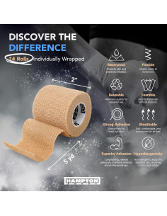 Venda Cohesiva Elástica Hampton Adams 14 Piezas 4.57m Beige 2