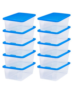 HOMZ Organizadores de Almacenamiento Plástico 10 Piezas 6QT Azul