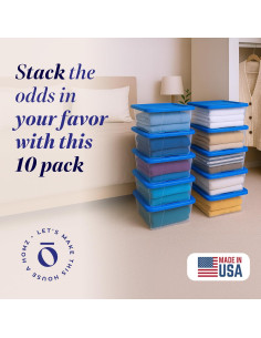 HOMZ Organizadores de Almacenamiento Plástico 10 Piezas 6QT Azul 2