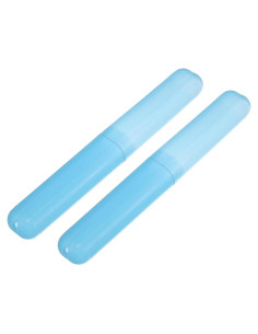 Estuche de Viaje para Cepillo de Dientes VOCOSTE - 2 Pcs, Plástico, Azul, 19x2.7cm