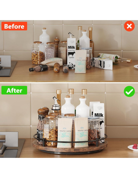 Organizador Lazy Susan KOKSTOP 22.86 cm Negro Madera y Metal