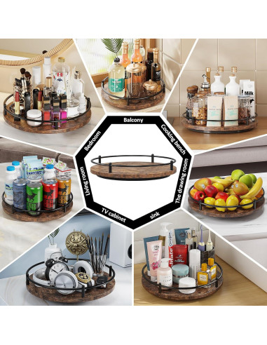 Organizador Lazy Susan KOKSTOP 22.86 cm Negro Madera y Metal