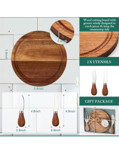 Conjunto de Tabla de Queso Redonda Maxcheck en Acacia 2