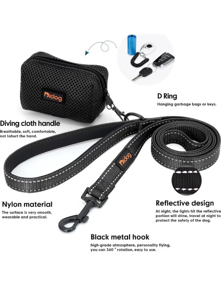 Correa Reflectante Didog de Nylon 1.8m con Dispensador para Perros