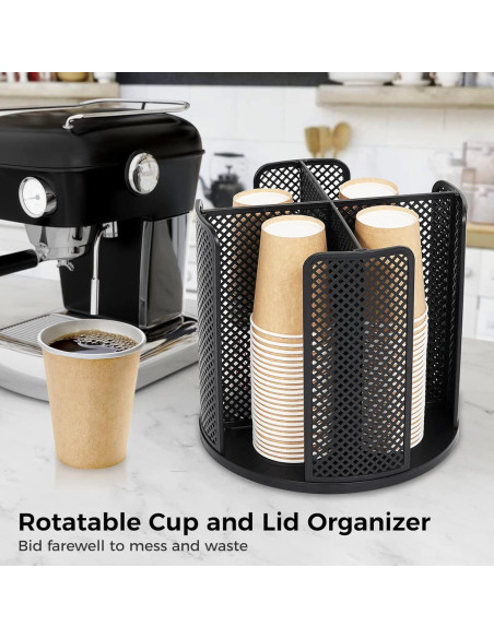 Organizador de Tazas Rotativo BATTIPAW 4 Compartimentos Negro Organizador de Tazas Rotativo BATTIPAW 4 Compartimentos Negro