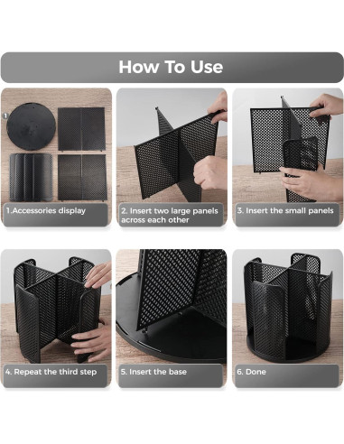 Organizador de Tazas Rotativo BATTIPAW 4 Compartimentos Negro